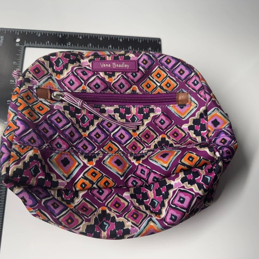 Vera Bradley Purple Geometric Print Zippered Cosmetic Travel Pouch‎ Bag